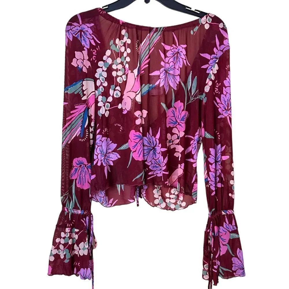 Free People Women's Floral Print Of Paradise Tie Front Crop Top